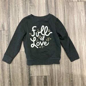 4T Cat & Jack Pullover sweatshirt sweater charcoal gray hearts gold
